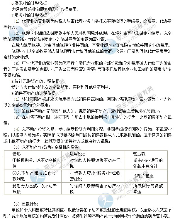 2014年中级经济师考试财政税收精讲：营业税的计税依据