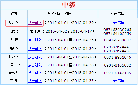 贵州2015年中级会计职称报名入口已开通