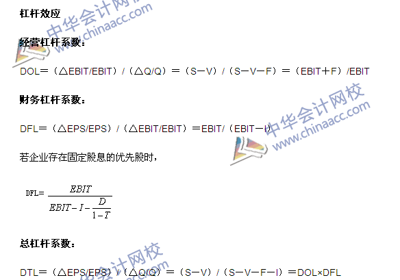 中级会计职称《财务管理》公式大全-第五章筹