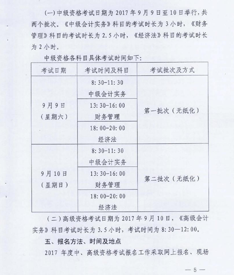 广东肇庆2017年中级会计职称考试报名时间为3月6日-31日