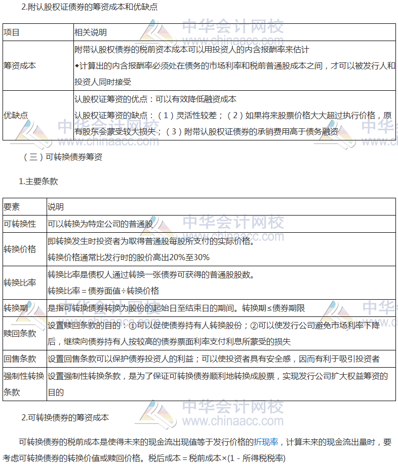 《财管》高频考点：混合筹资