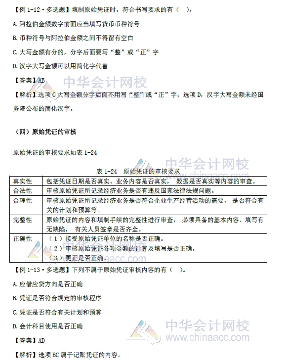 2018年初级会计实务改革第一章内容 会计凭证