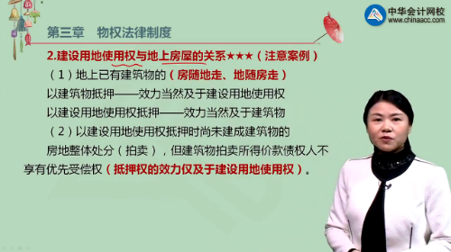 【微视频】王妍荔注会《经济法》知识点：抵押权中房地一体化	