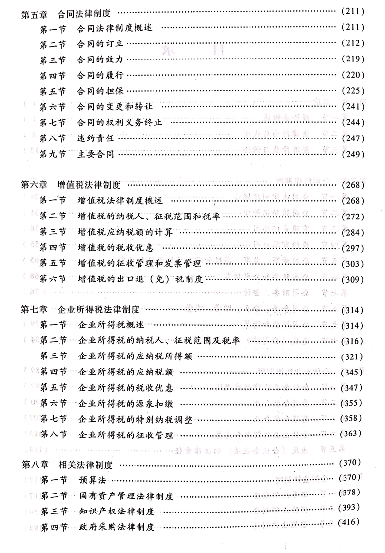 2020中级会计职称《经济法》教材目录