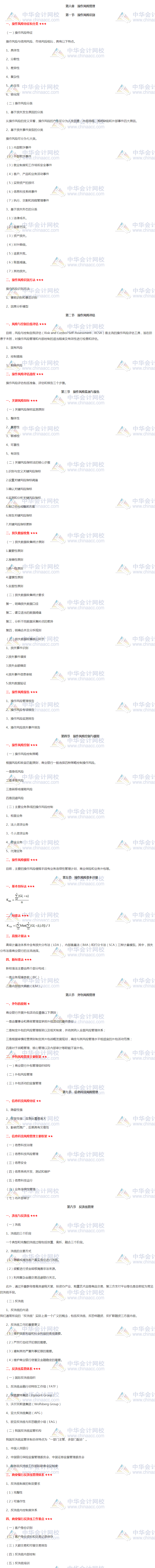 银行中级《风险管理》高频考点：第六章合集 立即收藏！