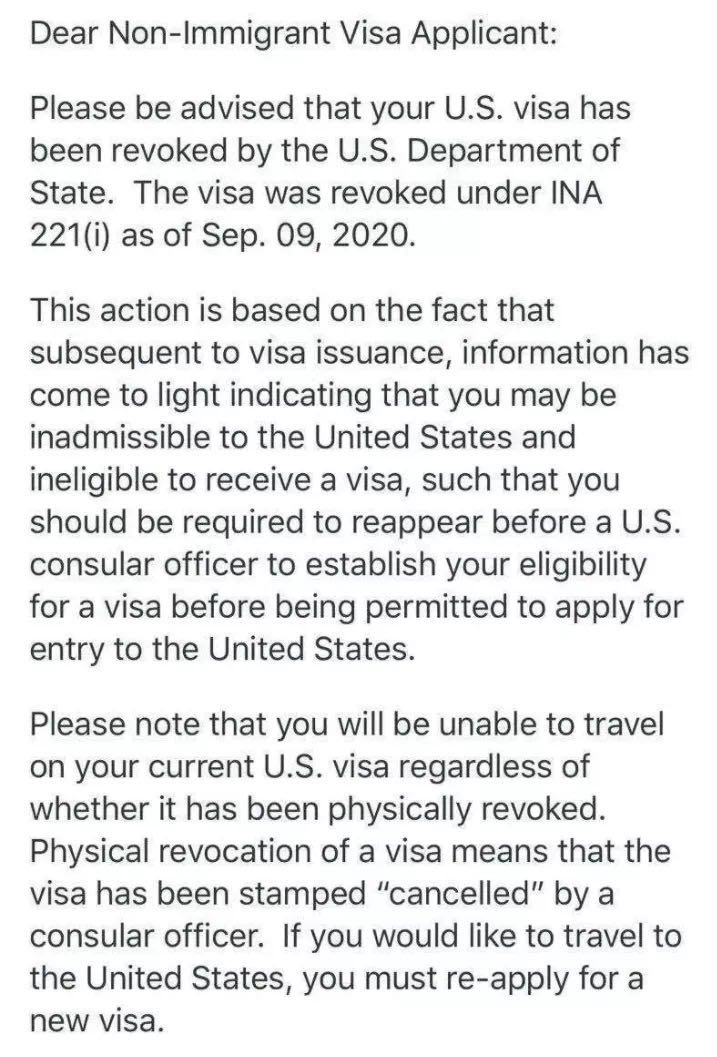 突发！美国政府撤销部分中国留学生签证！