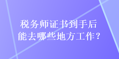 税务师证书到手后能去哪些地方工作？