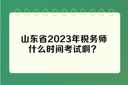 山东省2023年税务师什么时间考试啊？