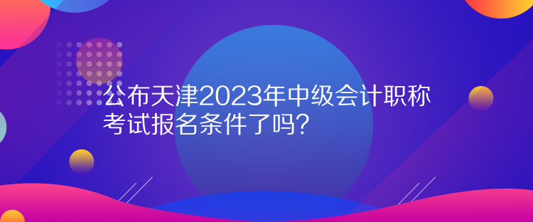 公布天津2023年中级会计职称考试报名条件了吗？