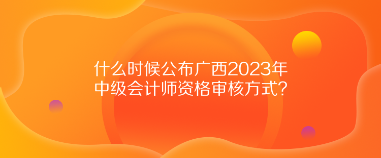 什么时候公布广西2023年中级会计师资格审核方式？