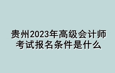 贵州2023年高级会计师考试报名条件是什么