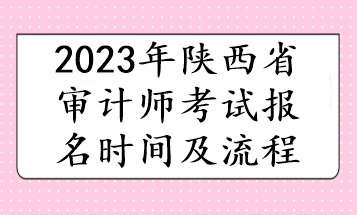 2023年陕西省审计师考试报名时间及流程