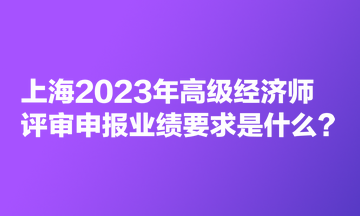 上海2023年高级经济师评审申报业绩要求是什么？