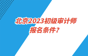 北京2023初级审计师报名条件？