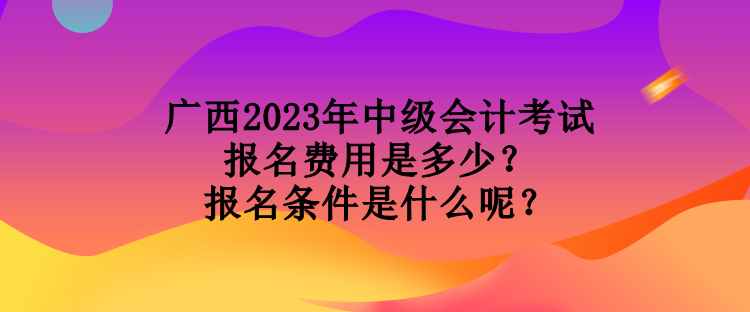 广西2023年中级会计考试报名费用是多少？报名条件是什么呢？