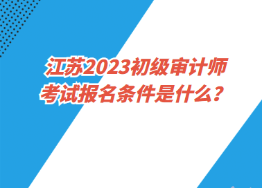 江苏2023初级审计师考试报名条件是什么？