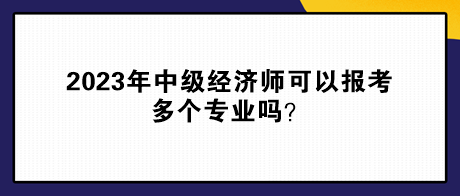2023年中级经济师可以报考多个专业吗？