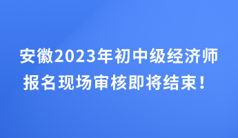 安徽2023年初中级经济师报名现场审核即将结束！