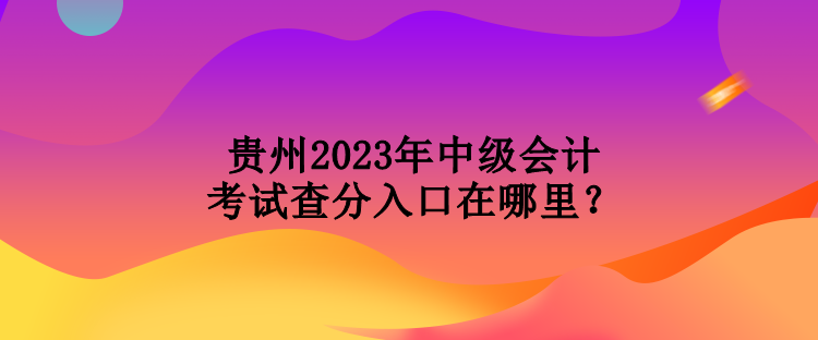 贵州2023年中级会计考试查分入口在哪里？