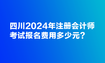 四川2024年注册会计师考试报名费用多少元？