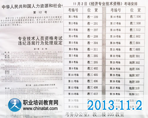 2013年经济师考试规定及考场设置·职业培训教育网摄