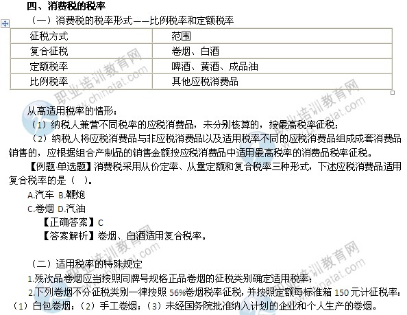2014年中级经济师考试财政税收精讲：消费税的税率