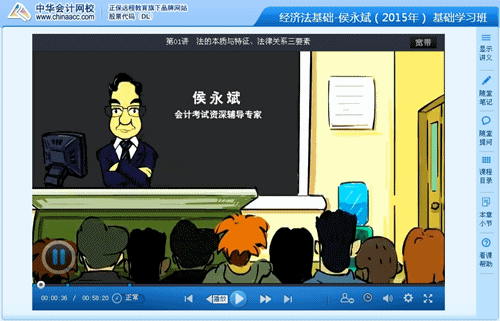侯永斌2015初级会计职称《经济法基础》基础班课程