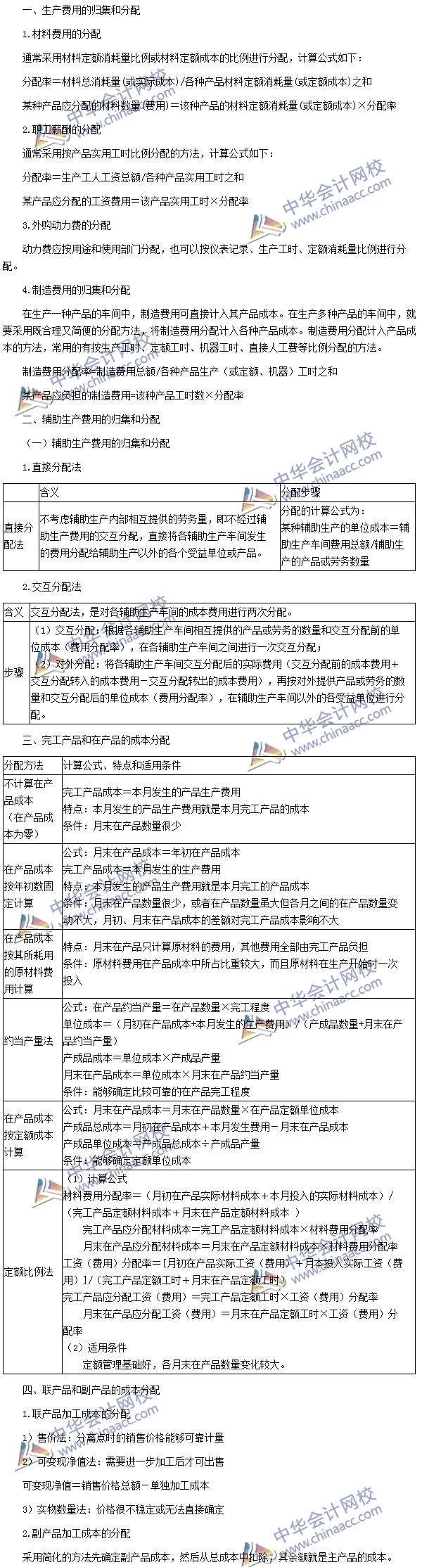 2016年注会考试《财务成本管理》高频考点：成本的归集和分配