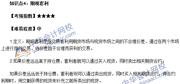 期货从业考点《期货基础知识》第五章高频考点：期现套利