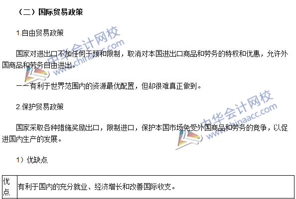 中级审计师《审计专业相关知识》高频考点：国际贸易理论与政策