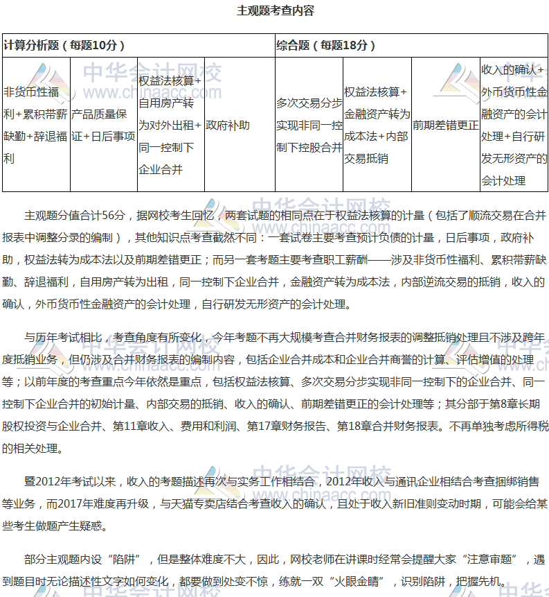 2017年注册会计师考情分析报告