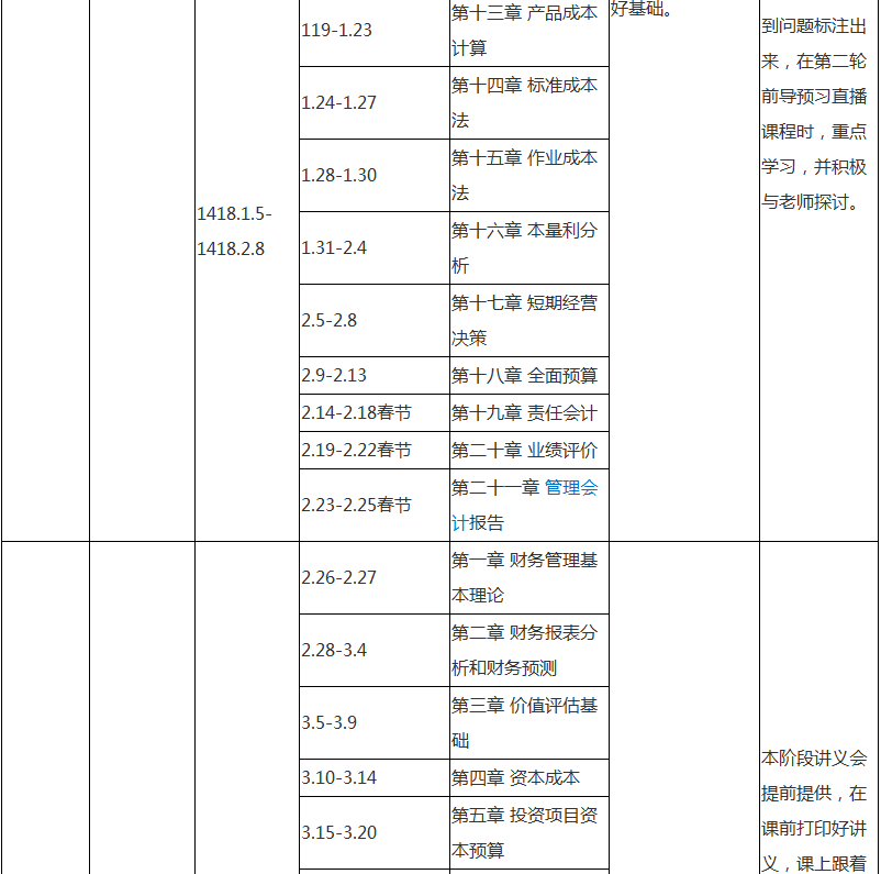 注会财务成本管理专属备考计划 非私教直播班勿入！