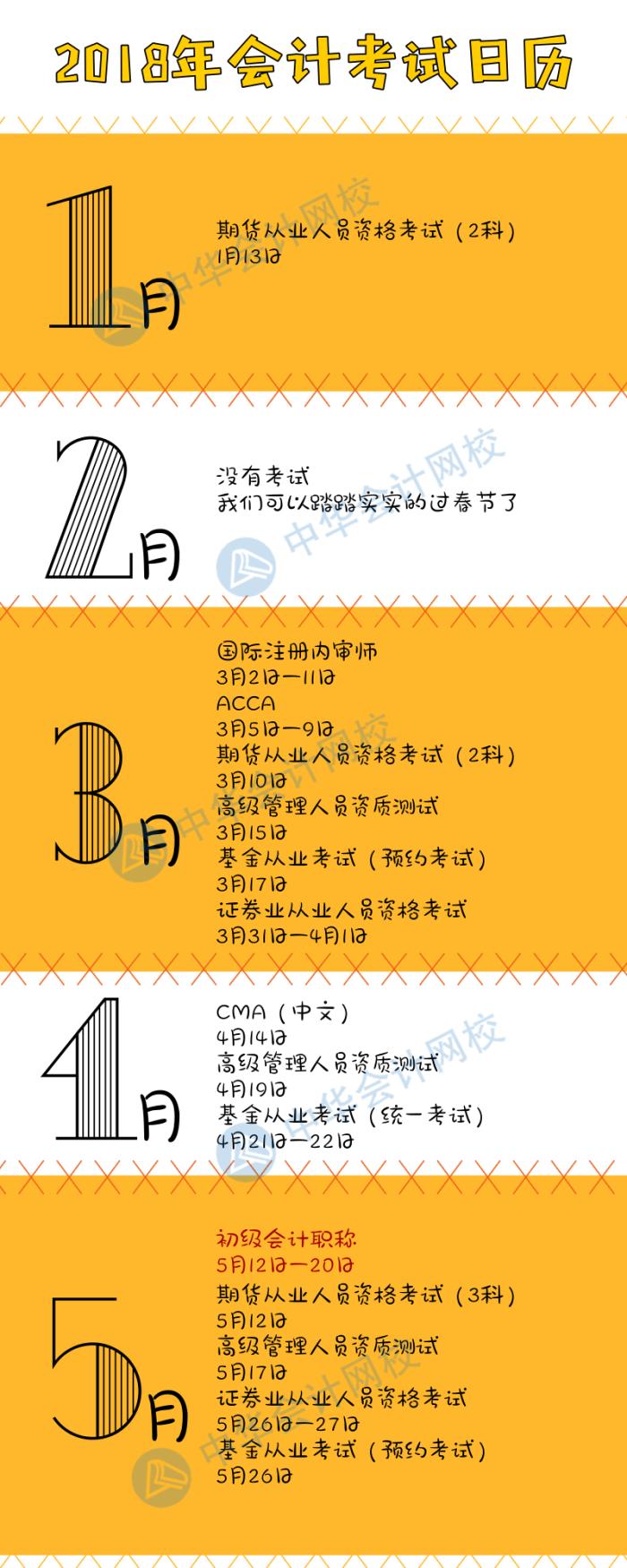 2018年会计金融考试日历出炉 赶紧收藏啦