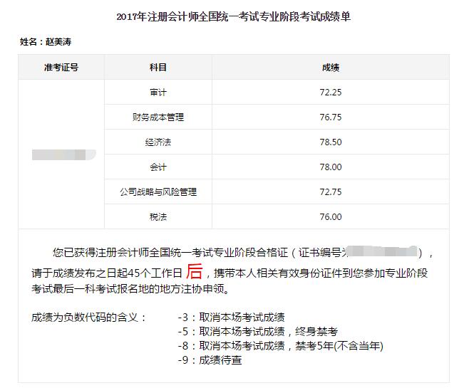 2017年注册会计师考试全科通过学员光荣榜