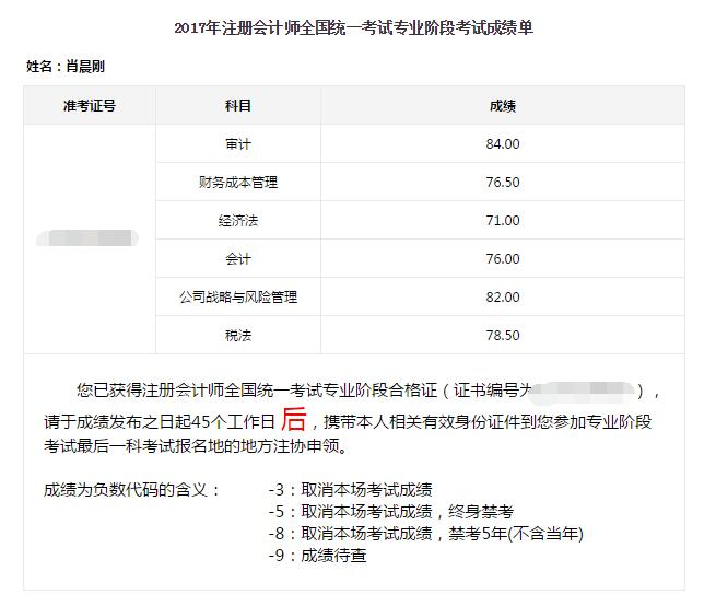 2017年注册会计师考试全科通过学员光荣榜