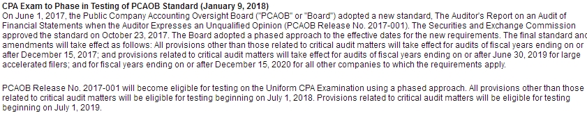 美国注册会计师 考试 PCAOB 新准则 uscpa 改革