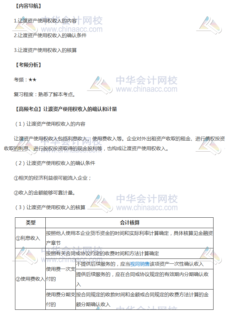 2018年中级职称《中级会计实务》高频考点：让渡资产