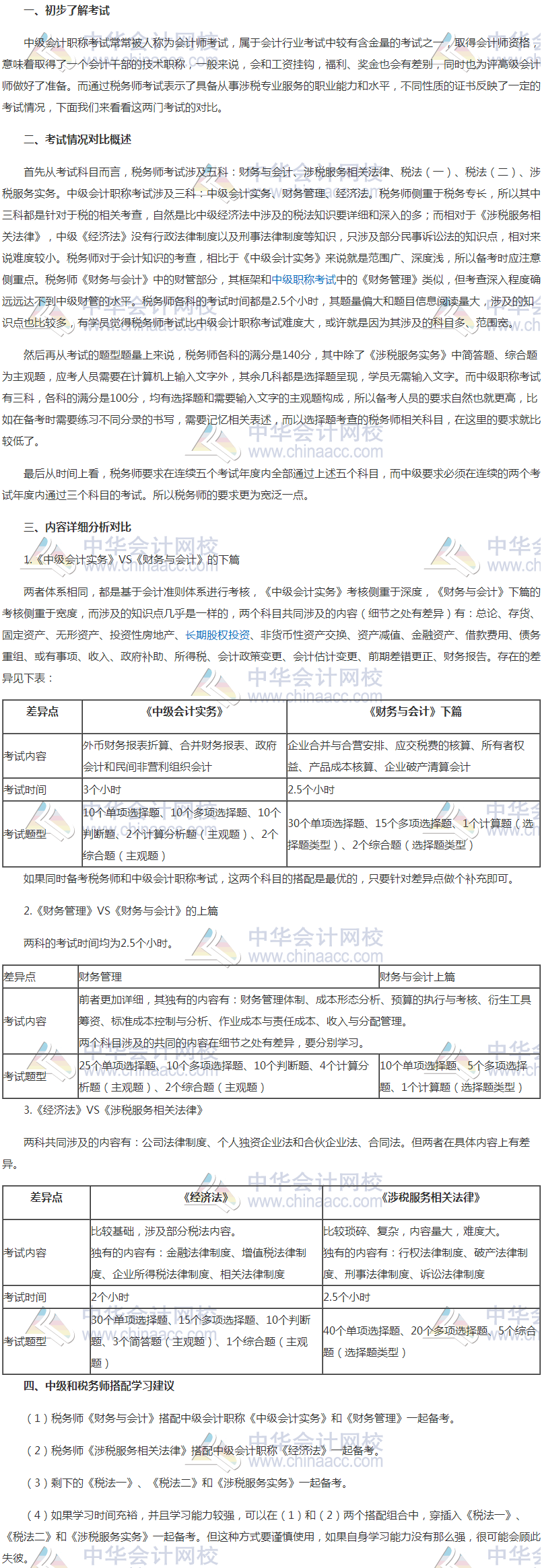 税务师考试与中级会计职称考试的区别和联系，如何搭配学习