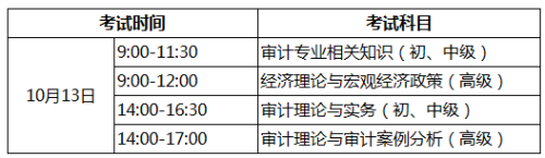 湖南审计师初中级审计师考试时间