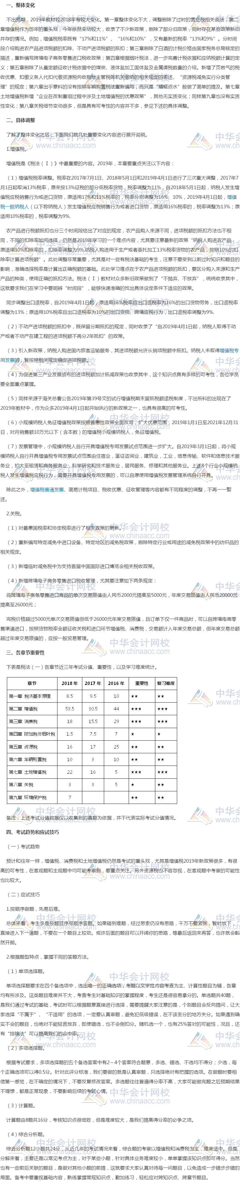 税法一教材变化