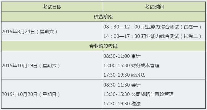 2020年cpa考试时间报名时间分别是什么时候？