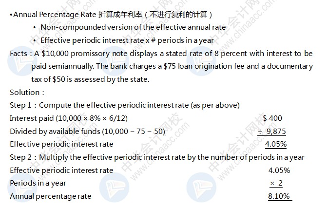 AICPA知识点：收益计算—折算成年利率