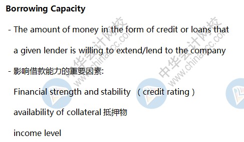 AICPA-BEC知识点：Borrowing Capacity