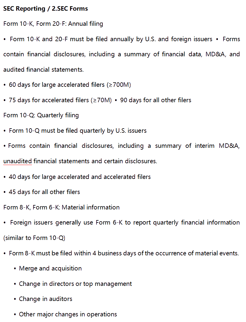 AICPA知识点：SEC Reporting —SEC Forms