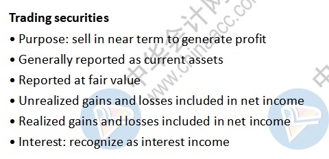 AICPA知识点：Trading securities