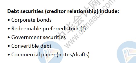 AICPA知识点：Debt securities