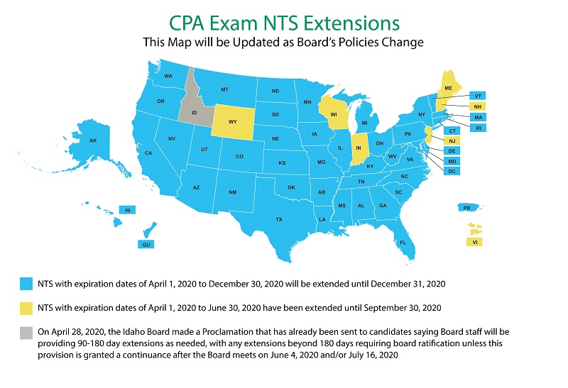 2020年AICPA考试准考证NTS有效期延期更新！
