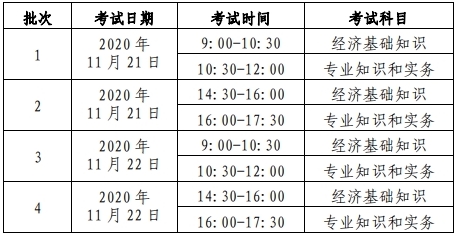 初中级经济师考试时间安排