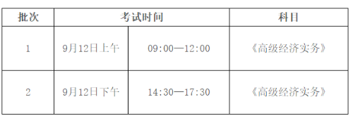 高级经济师考试时间安排