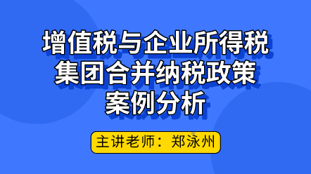 增值税与企业所得税集团合并纳税政策